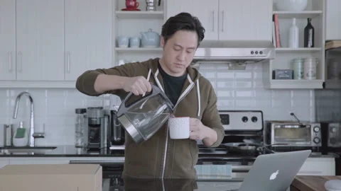 Asian Man Drinking Tea Stock Footage 150460388