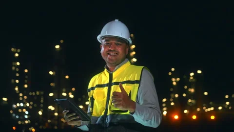 Asian man engineer smiling and thumbs up to camera at petroleum oil refinery. Video stock 270460966