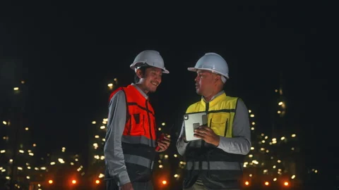 Asian man engineer working with tablet at petroleum oil refinery. Stock Footage 270460185