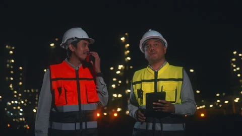 Asian man engineer working with tablet at petroleum oil refinery. Stock Footage 270460892