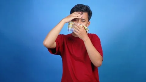 Asian man with flu and headache Stock Footage 327169187