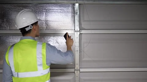 Asian man home inspector checking the structure of a garage Vidéo 274925691