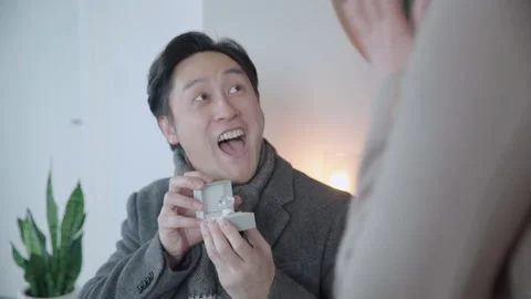 Asian Man Proposal Stock Footage 150460354