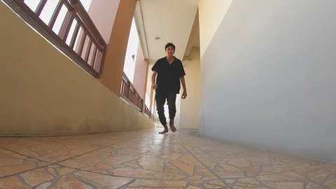 Asian man run and jumping jump over Stock Footage 124453357