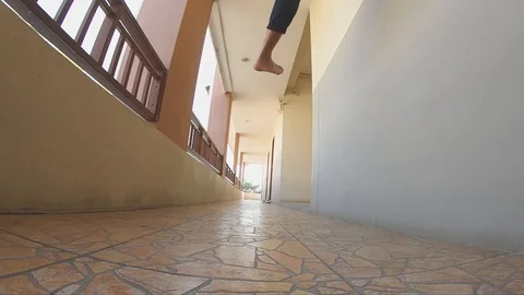 Asian man run and jumping jump over Stock Footage 124453422
