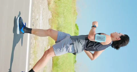 Asian man running Stock Footage 213350267