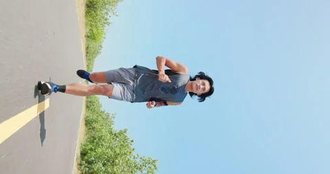 Asian man running Video stock 213354274