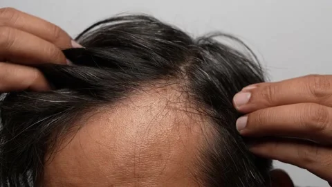 Asian man scratching his head with hoary hair. Stock Footage 231237782