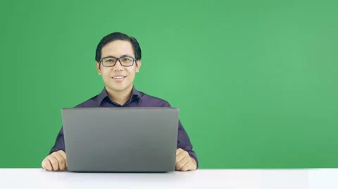 Asian Man Smiling to Camera - Green Screen 4K Resolution Stock Footage 60612232