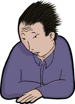 Asian Man in Solitude Stock Illustration
