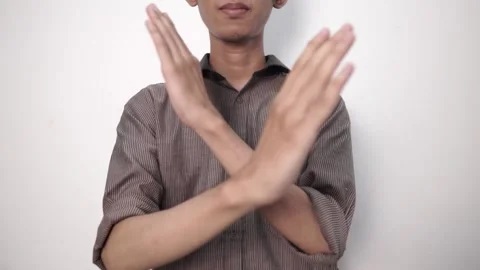 Asian Man Stop Gesture Bad Choice Wrong Way Stock Footage 219303534