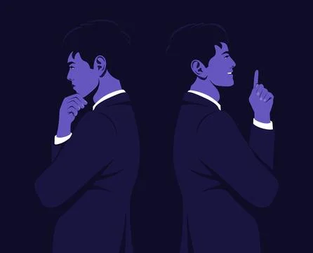 An Asian man is thinking and making a decision. 스톡 일러스트