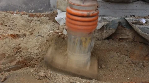 Asian man using soil compacto Video stock 49699062