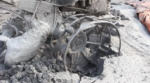 Asian man using soil compacto Stock Footage 49699733