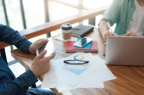 Asian man using tablet pc in office Stock Photos