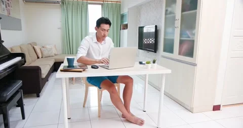 Asian man work at home Stock Footage 138429872