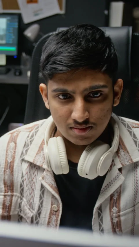 Asian Man Working on Computer in Modern Office Stock Footage 348346360