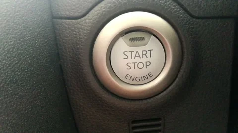 Asian Mans Finger Press On Button To Start Engine Of Car Video stock 66717985