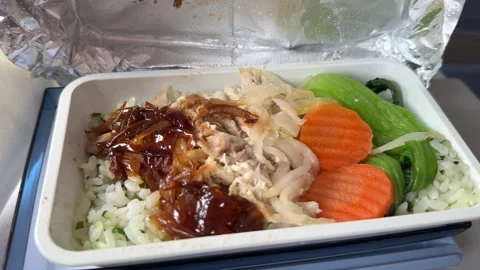 Asian Multi-Course Gourmet Meals Food Served In-Flight On China Airlines Vidéo 341504531