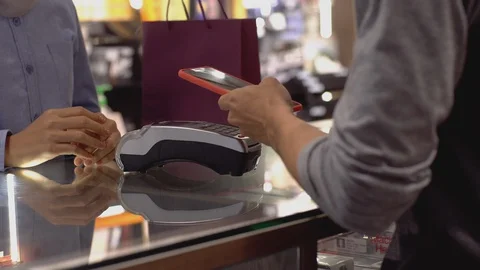 Asian Muslim Man Using Mobile Phone Payment Stock Footage 127611931