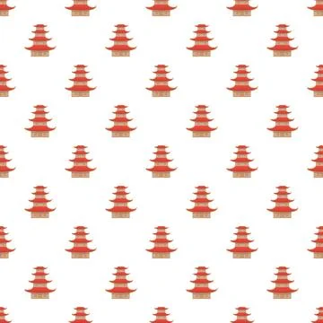 Asian pagoda pattern repeating traditional architecture design Stock Illustration