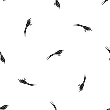 Asian paradise flycatcher pattern seamless black Stock-Illustration