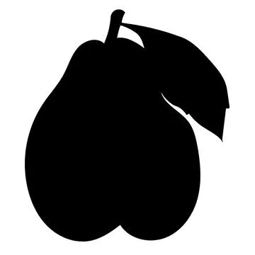Asian pear fruit vector black silhouette illustration isolated on white back Stock Illustration