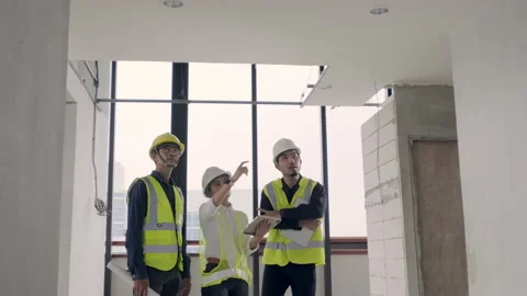 Asian people Engineer or Architect team inspector working inspection with tec Stock Footage 198689531
