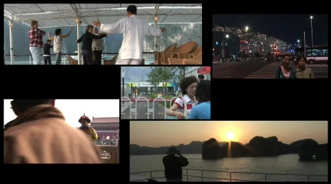 Asian people split screen Stock Footage 354338
