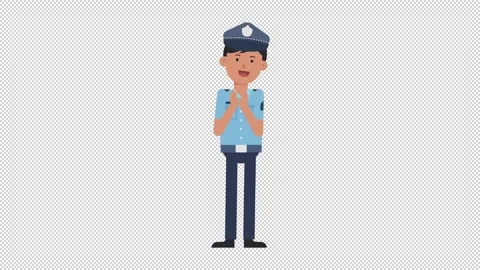 Asian Policeman Clapping Video stock 205043297