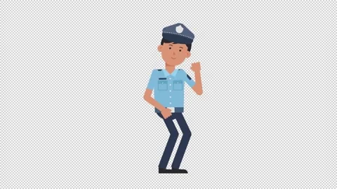 Asian Policeman Dancing Stock Footage 205043398