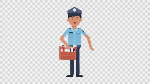 Asian Policeman Holding Toolbox Video stock 205043618