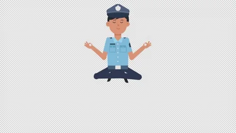 Asian Policeman Meditating Stock Footage 205043679