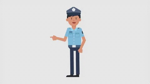 Asian Policeman Pointing Left Stock Footage 205043732