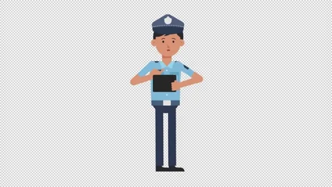 Asian Policeman Using Tablet Sad Stock Footage 205044027