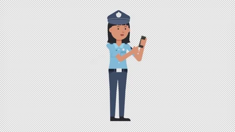 Asian Policewoman Using Phone Video stock 205046571