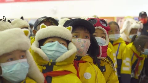 Asian primary school students visit the museum Stock-Footage 243033719