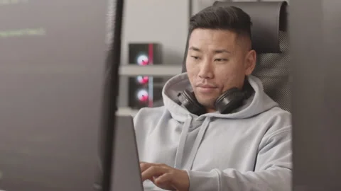 Asian Programmer Creating Video Game Stock-Footage 172192141