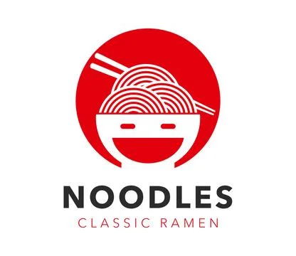 Asian ramen noodles icon restaurant emblem Stock Illustration