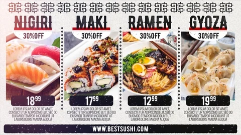 Asian Restaurant Menu Stock After Effects