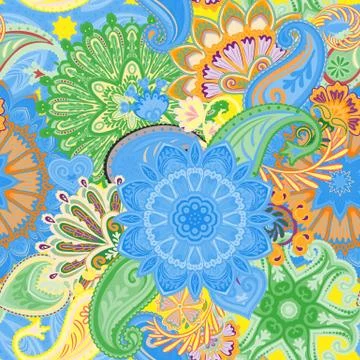 Asian seamless pattern. Vintage pattern in indian batik style. Floral vector Stock Illustration