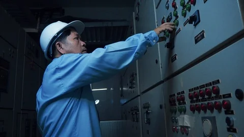 An asian senior computer engineer operating computer server Video stock 116751333