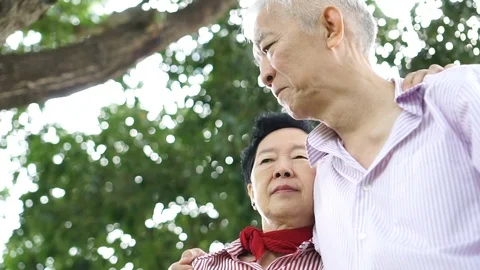 Asian senior couple making decision together Stock Footage 106966291