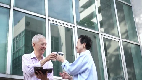 Asian senior couple using technology in smart city society 4k Stock-Footage 99848113