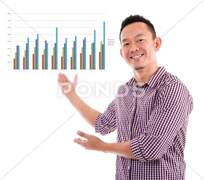 Asian showing business chart Stock Photos