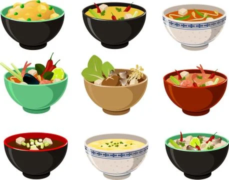 Asian Soups Stock Illustration
