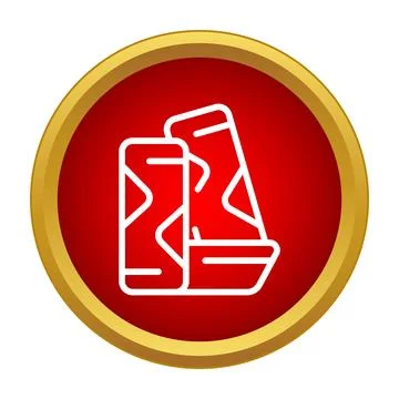 Asian spring rolls icon on red gold circle Stock Illustration