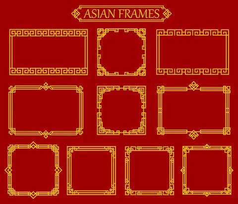 Asian square and rectangular frames and borders Stock Illustration
