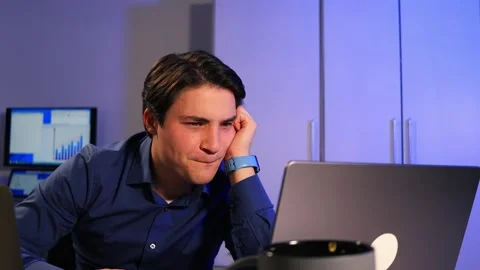 Asian stressed man exhausted overworked businessman laptop working problem Stock Footage 262004707