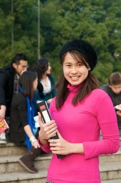 Asian student on campus Stock Photos